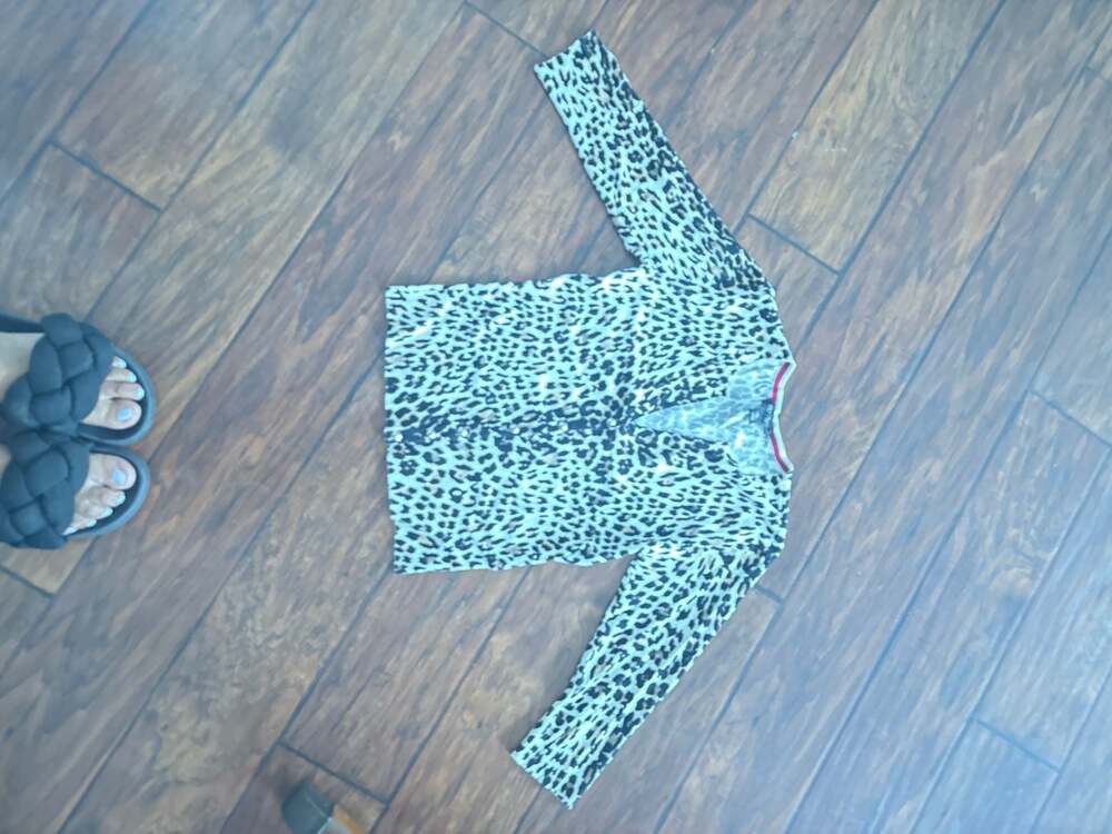 White House Black Market Leopard Print Button Front Cardigan Sweater